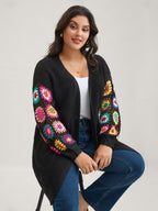Crochet Floral Drop Shoulder Cut Out Cardigan