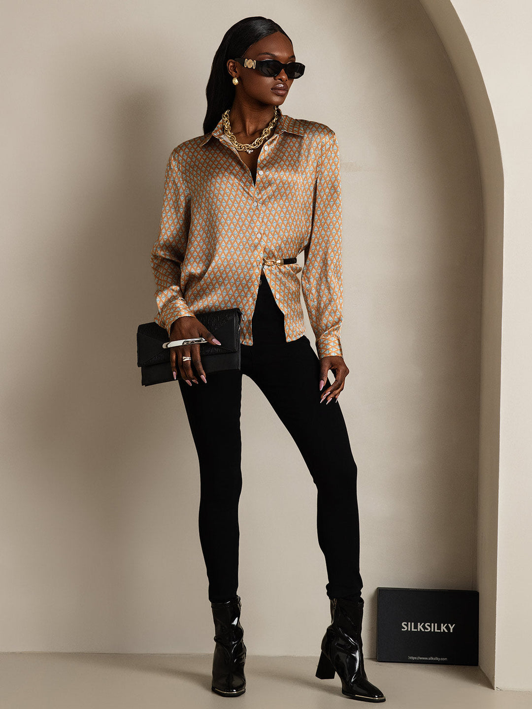 Catherine | Pure Silk Lapel Blouse