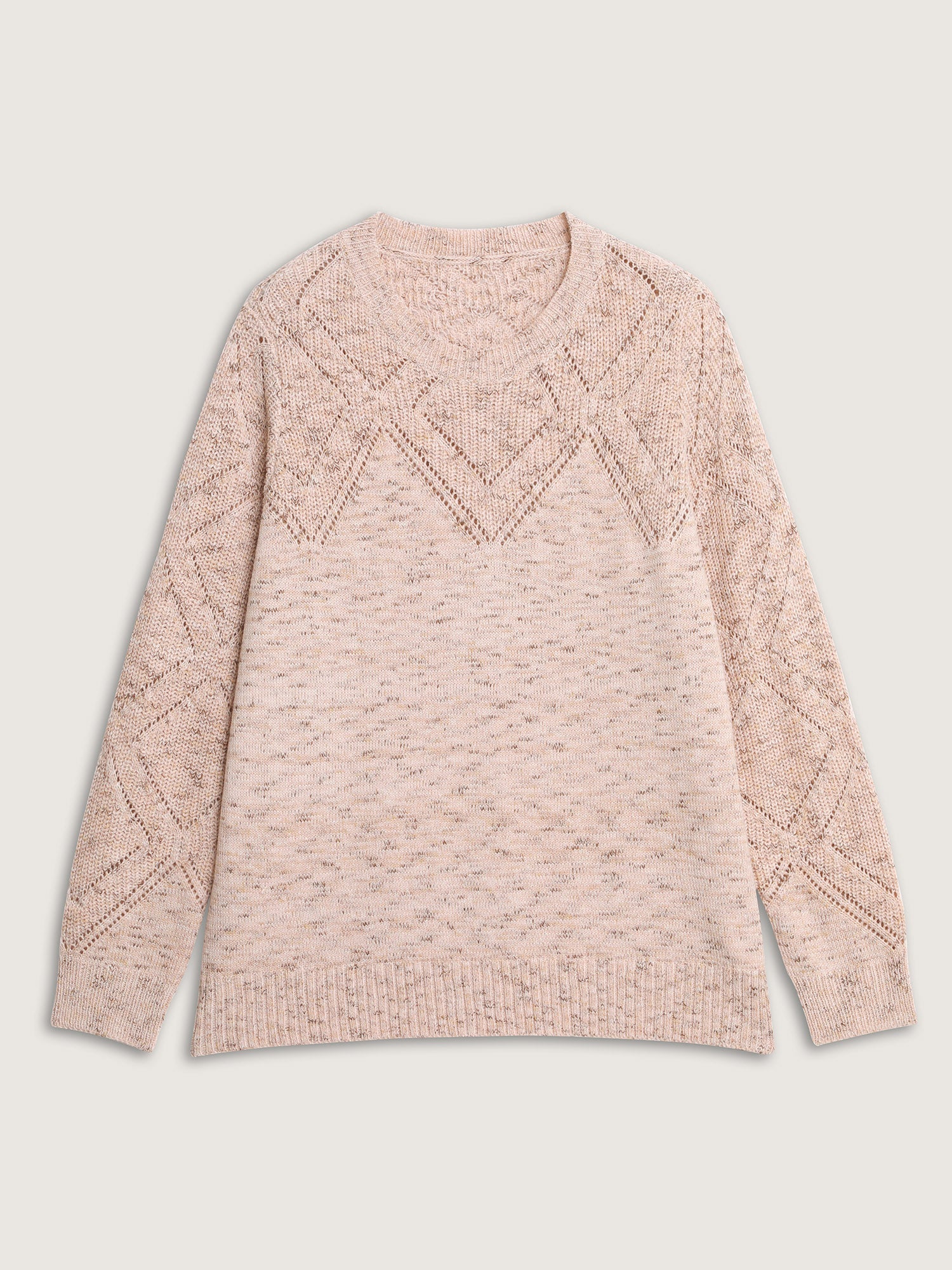 Cut-Out Textured Ribbed Hem Pullover