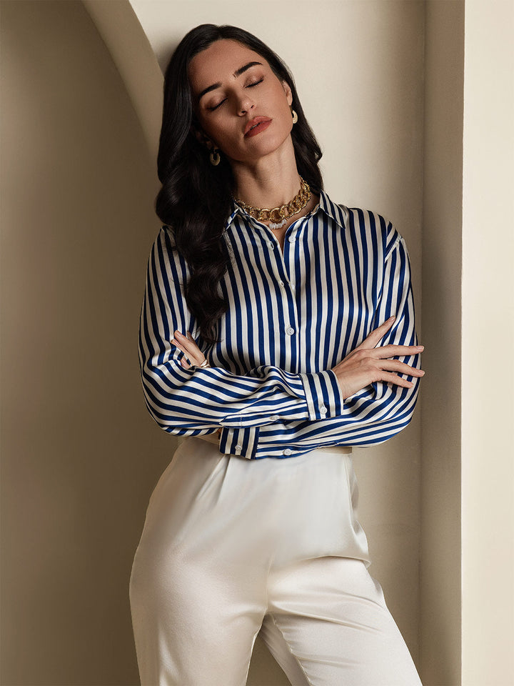 Catherine | Pure Silk Lapel Blouse