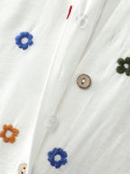 Colorful Floral Embroidery Pockets Midi Dress