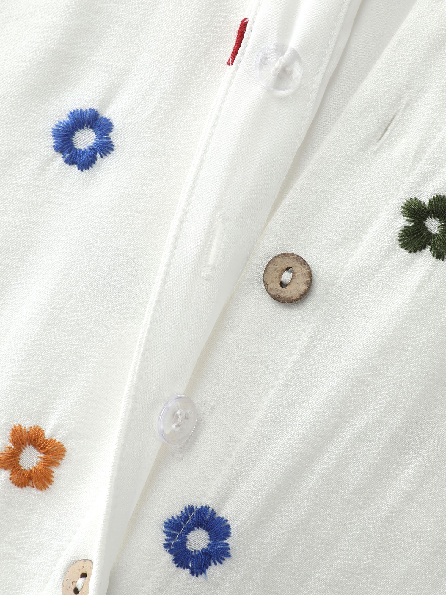 Colorful Floral Embroidery Pockets Midi Dress