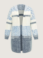 Colorblock Hooded Textured Knit Cardigan