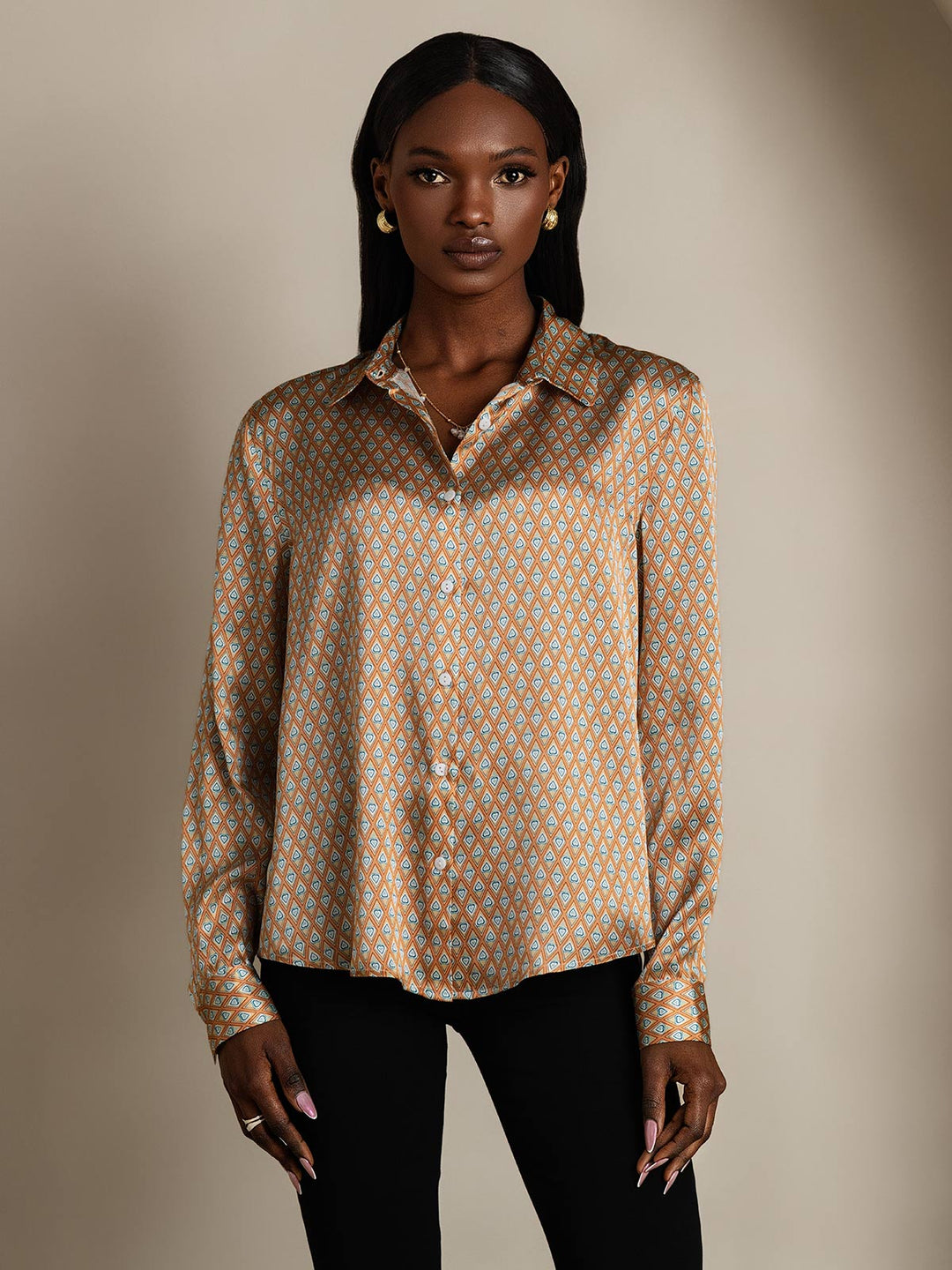 Catherine | Pure Silk Lapel Blouse
