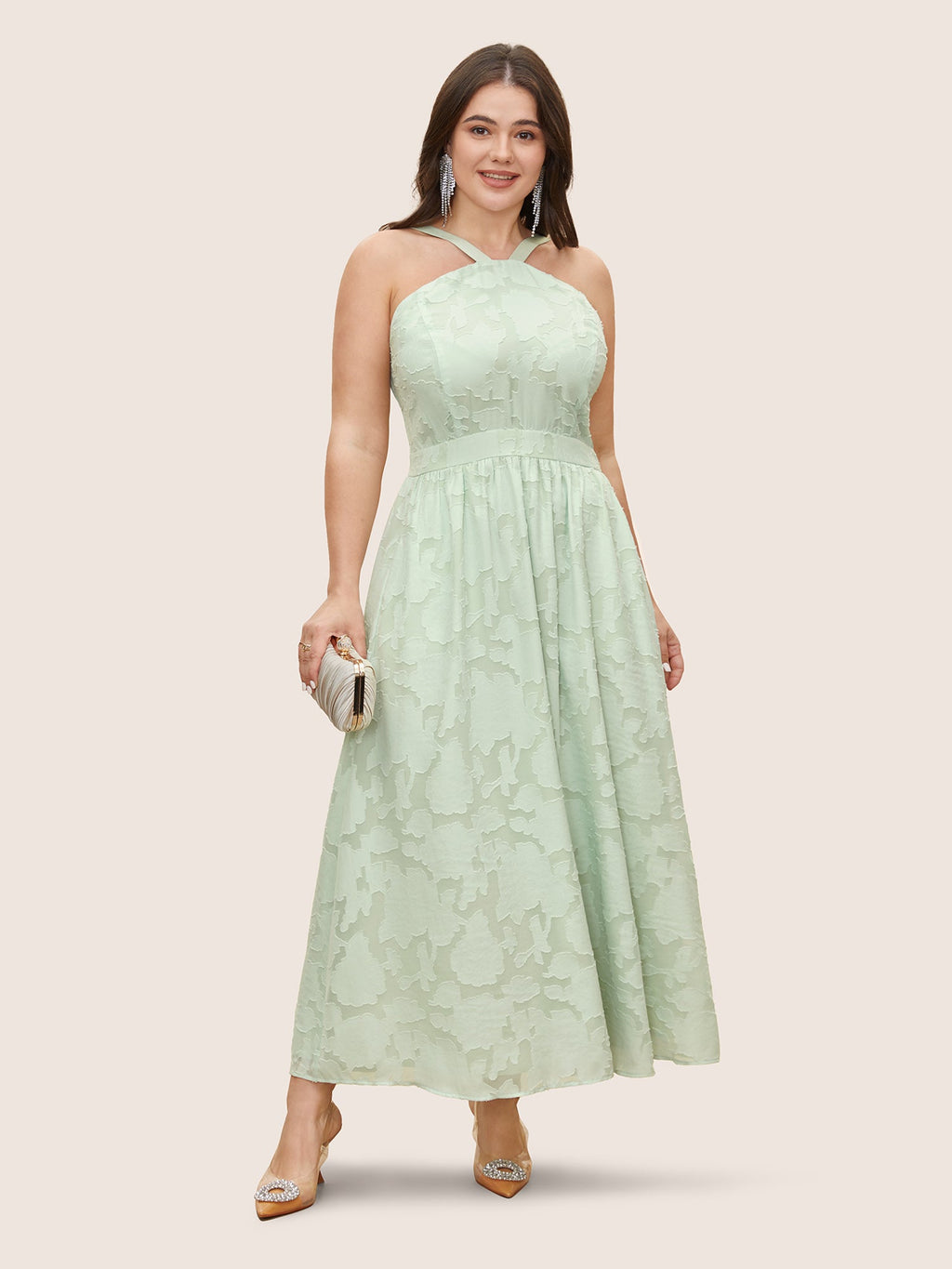 Abstract Textured Shirred Pocket Dress