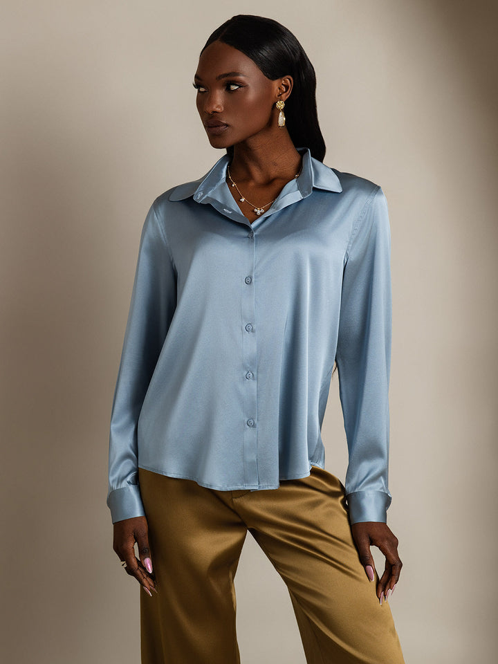 Catherine | Pure Silk Lapel Blouse