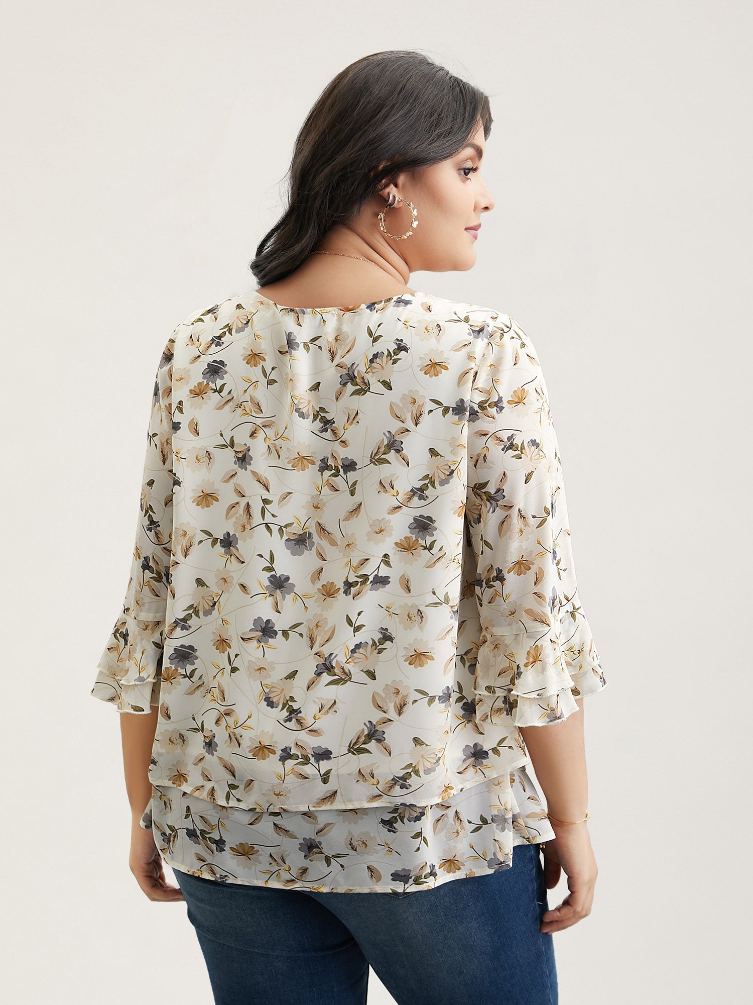 Chiffon Floral Print Layered Blouse