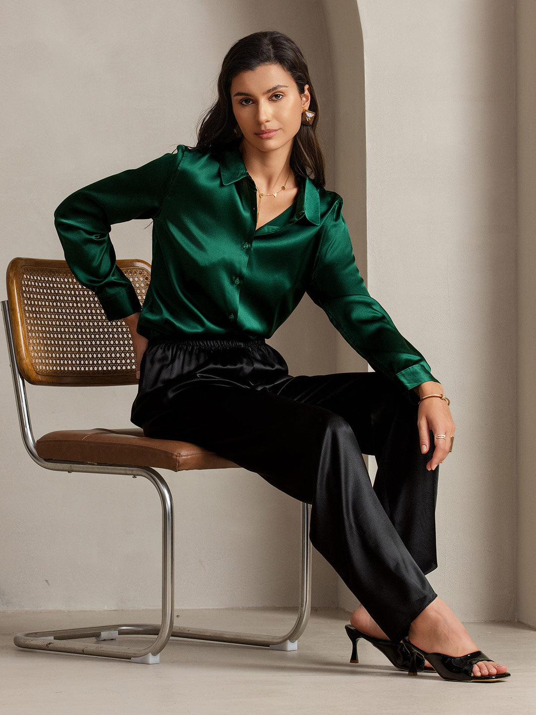 Catherine | Pure Silk Lapel Blouse
