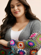 Crochet Floral Drop Shoulder Cut Out Cardigan