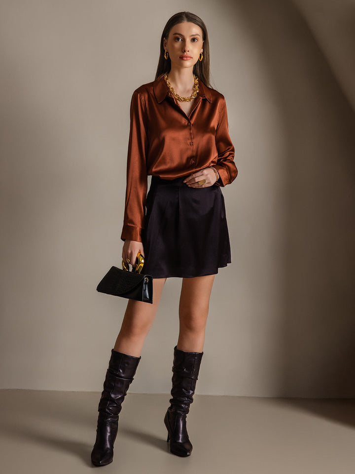 Catherine | Pure Silk Lapel Blouse