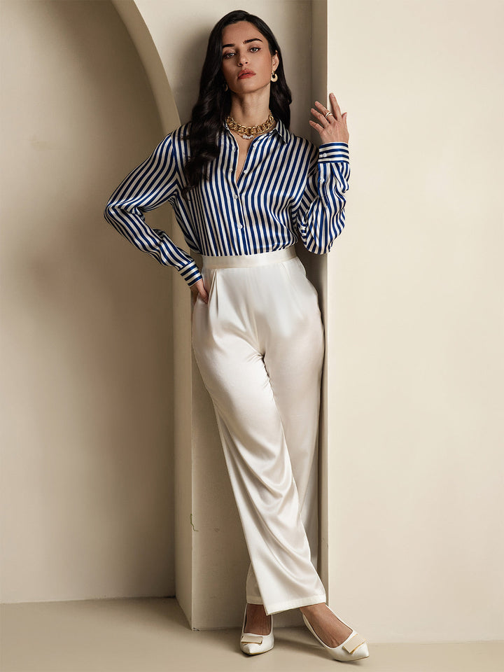 Catherine | Pure Silk Lapel Blouse