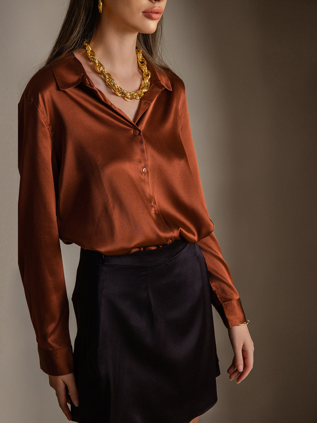 Catherine | Pure Silk Lapel Blouse