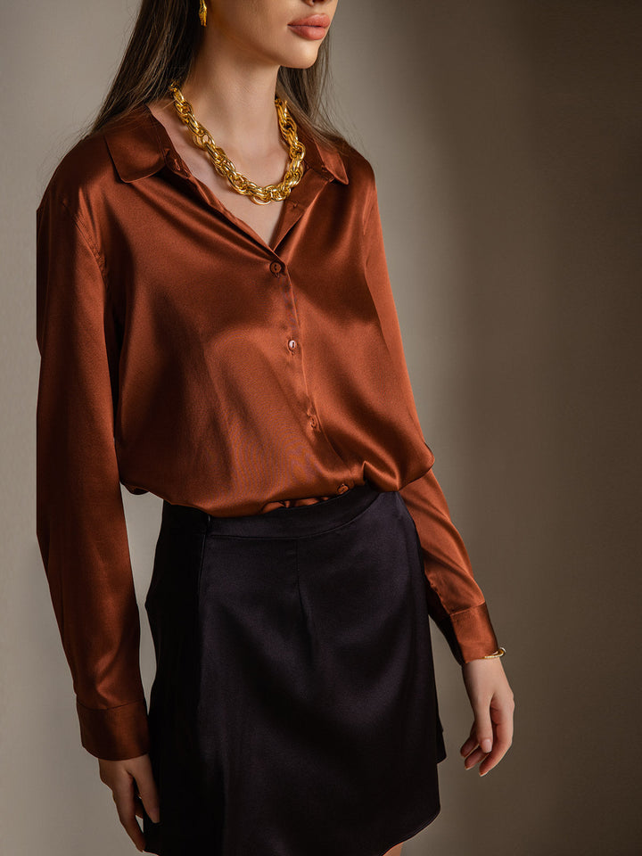 Catherine | Pure Silk Lapel Blouse