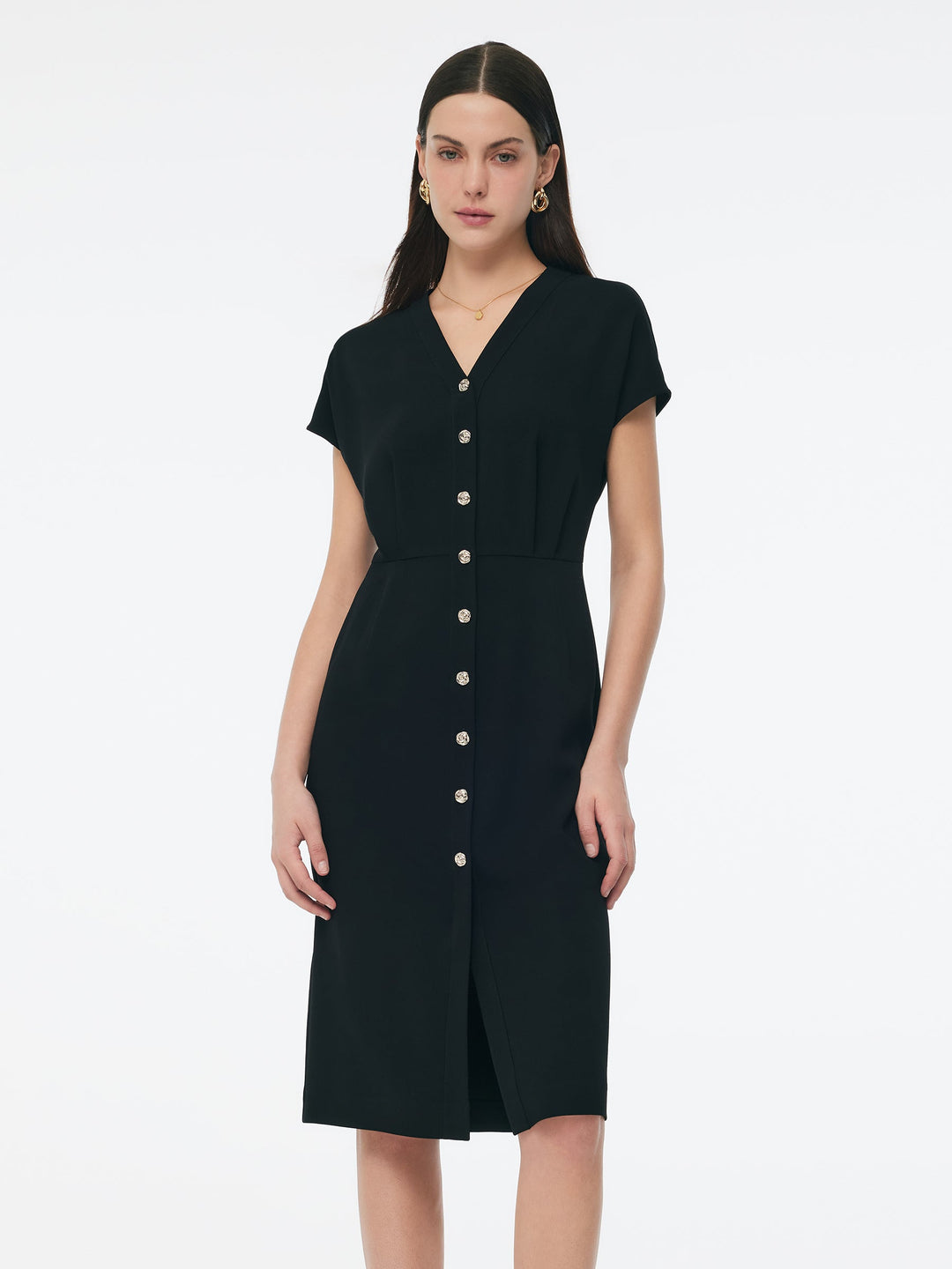 Margaret | Silky Gathered Waist Midi Dress