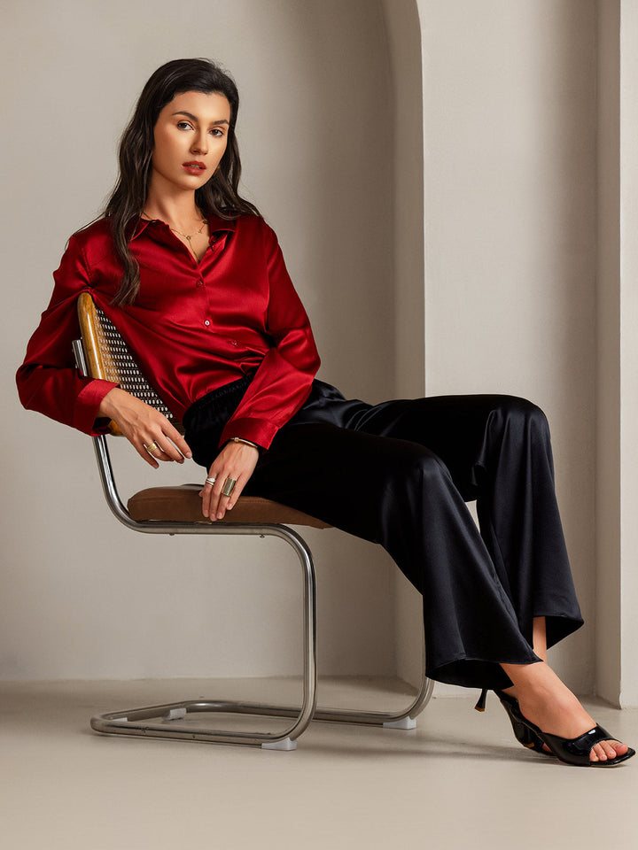 Catherine | Pure Silk Lapel Blouse