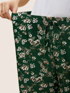 Ditsy Floral Ties Split Hem Wide Leg Pants