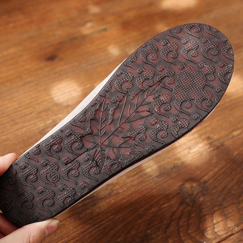 Beige Tulle Embroideried Oriental Flat Shoes