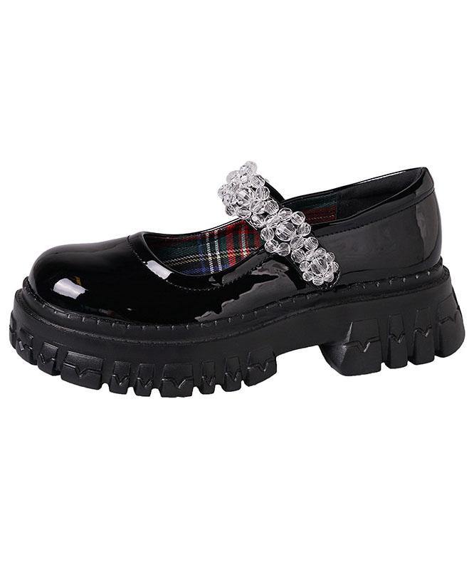 Black Flat Shoes Buckle Strap Platform Flat Shoes