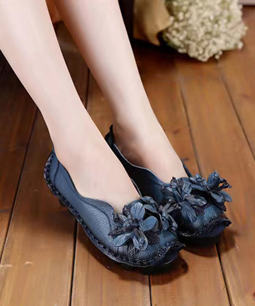 Boho Retro Splicing Flats Yellow Faux Leather Floral soolinen shoes-2025