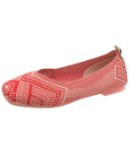 Comfy Flat Shoes Red Knit Fabric Boutique Print Flat Shoes For Women