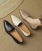 Elegant Splicing Chunky Shoes Khaki Sheepskin Pointed Toe