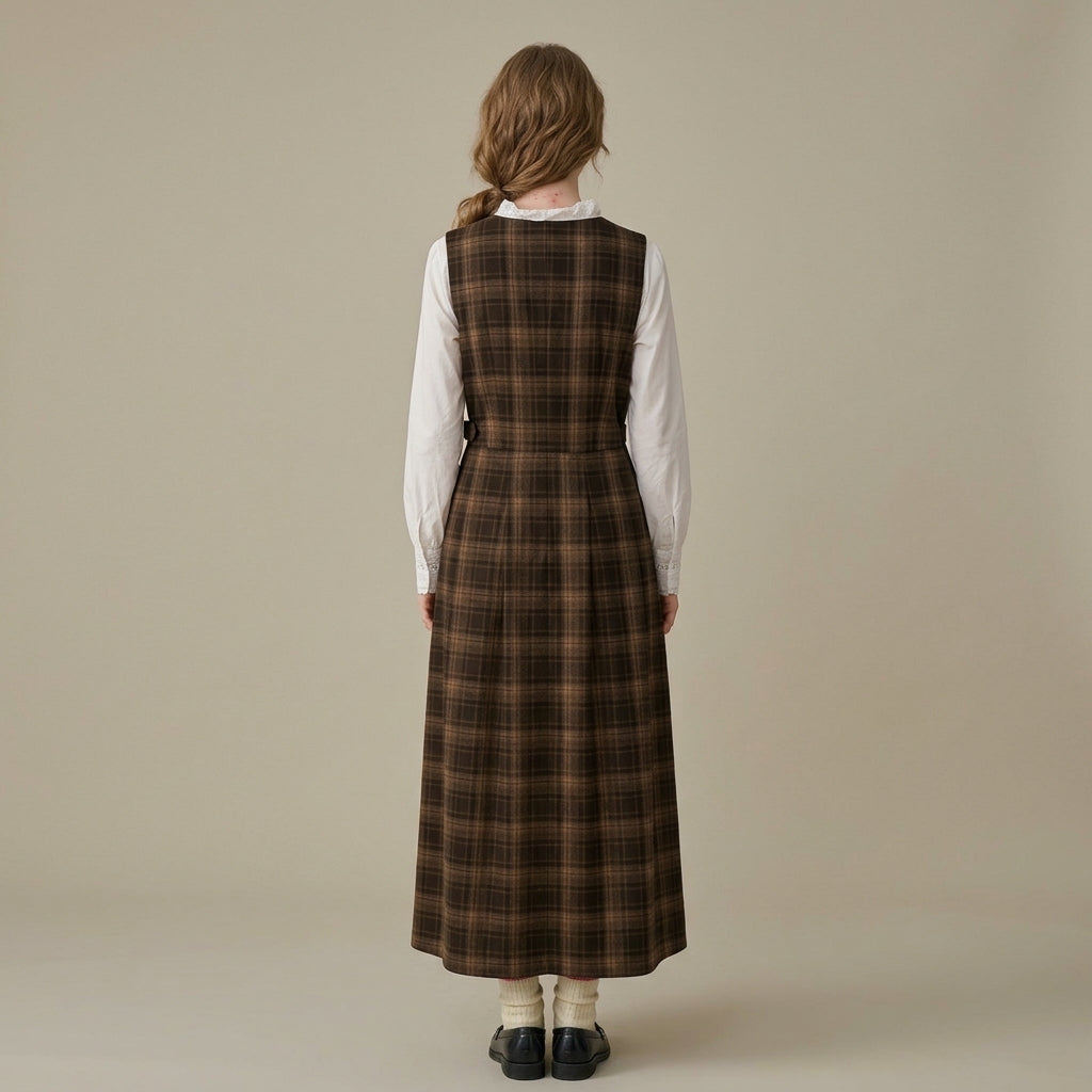 Janet | Plaid V-Neck Midi Dress