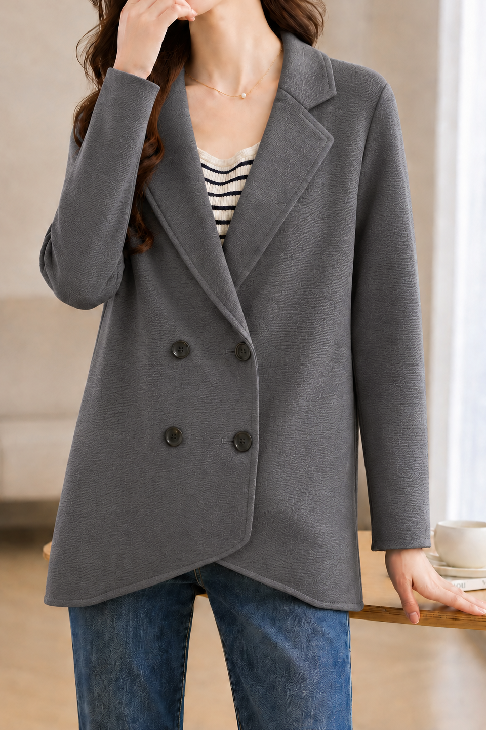 Susan | Minimal Lapel Knit Coat