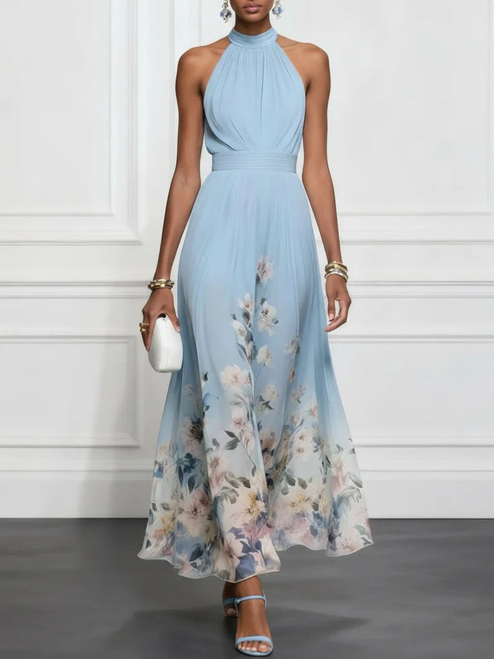 Isabelle | Floral Chiffon Halter Maxi Dress