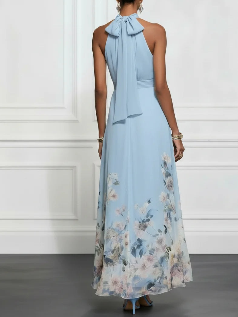 Isabelle | Floral Chiffon Halter Maxi Dress