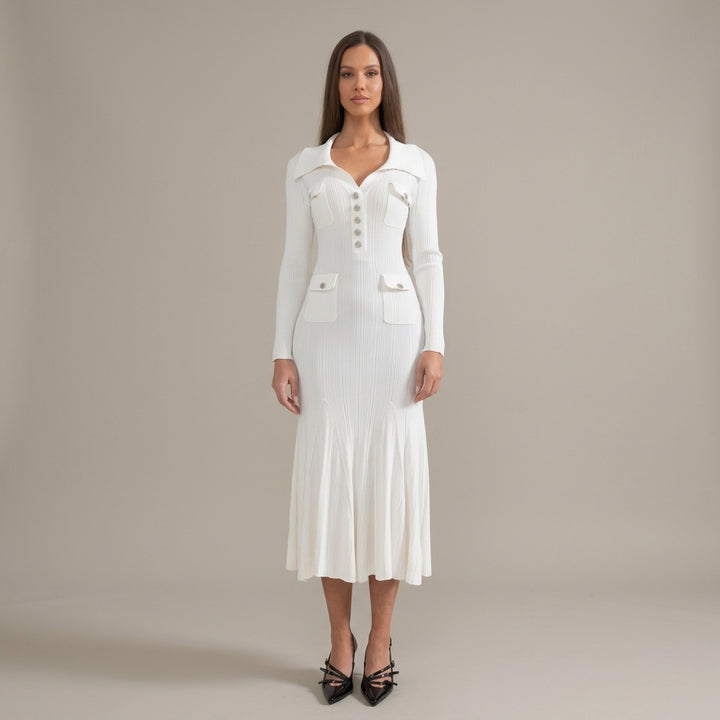 Lorraine | Ribbed Long-Sleeve Midi Dress