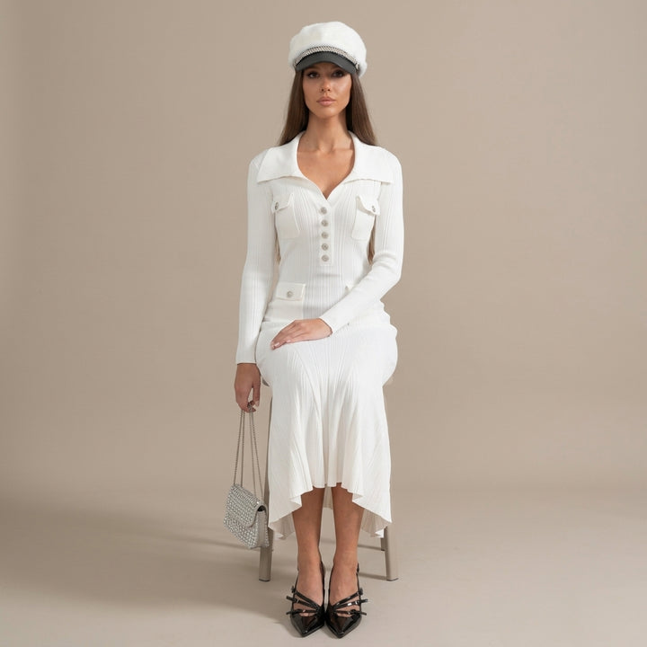 Lorraine | Ribbed Long-Sleeve Midi Dress
