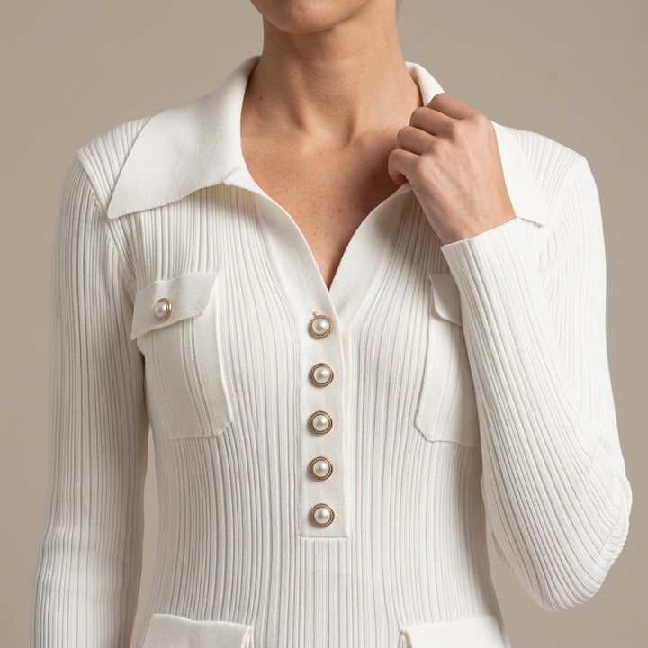 Lorraine | Ribbed Long-Sleeve Midi Dress