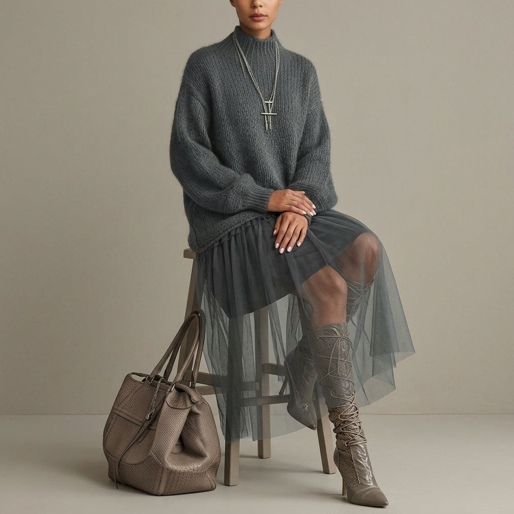 Rosalind | Mohair High-Neck Maxi Dress