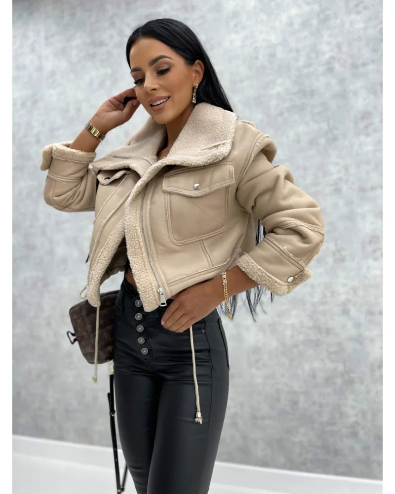 Faux leather women jacket
