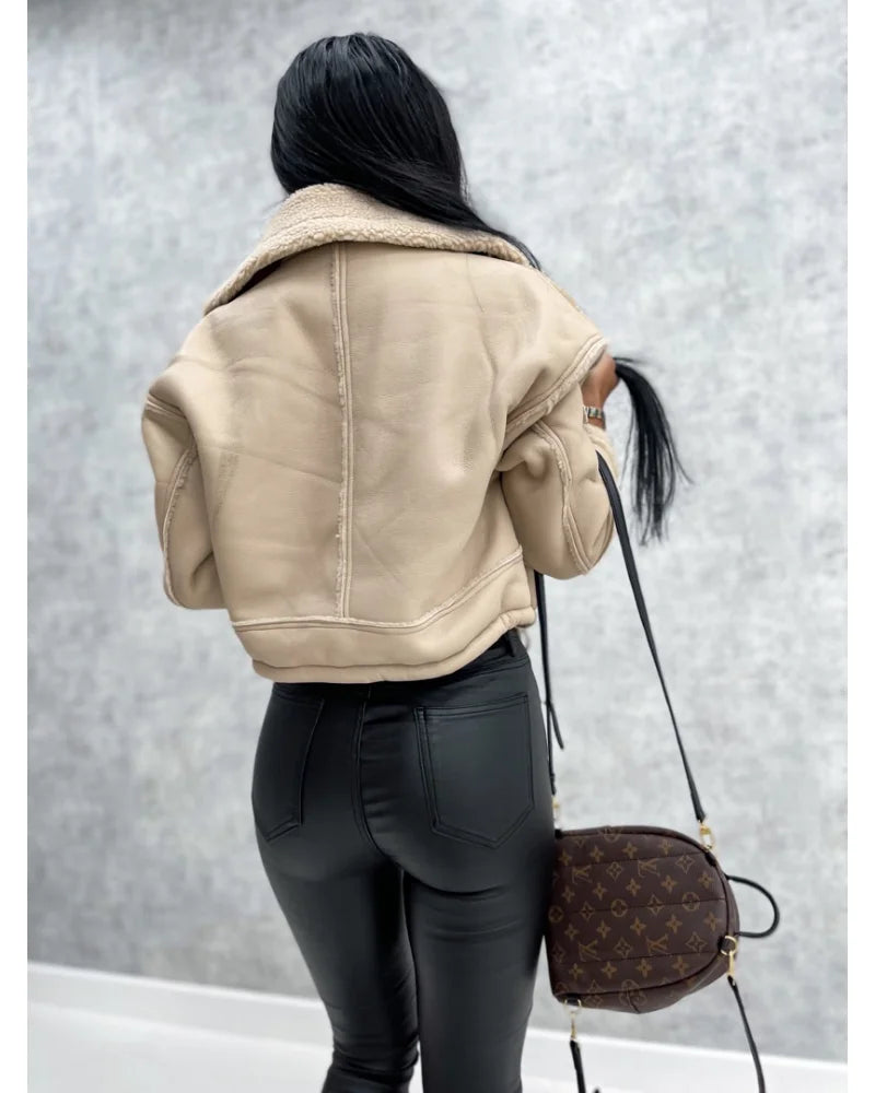 Faux leather women jacket