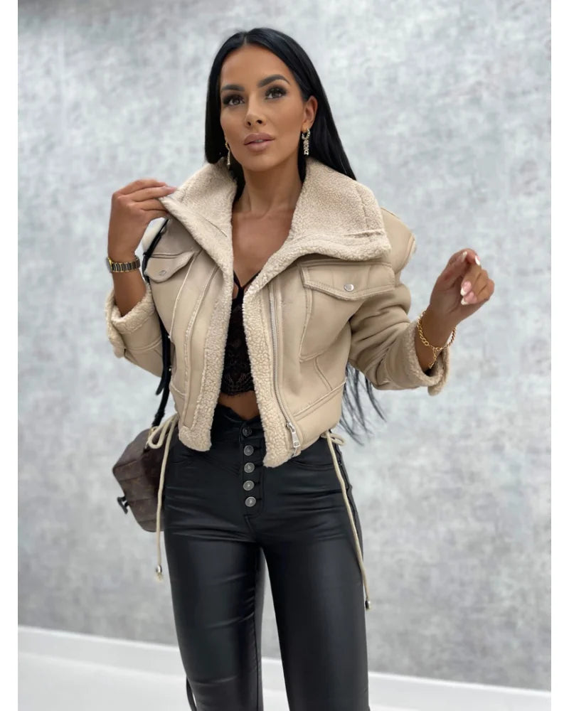 Faux leather women jacket