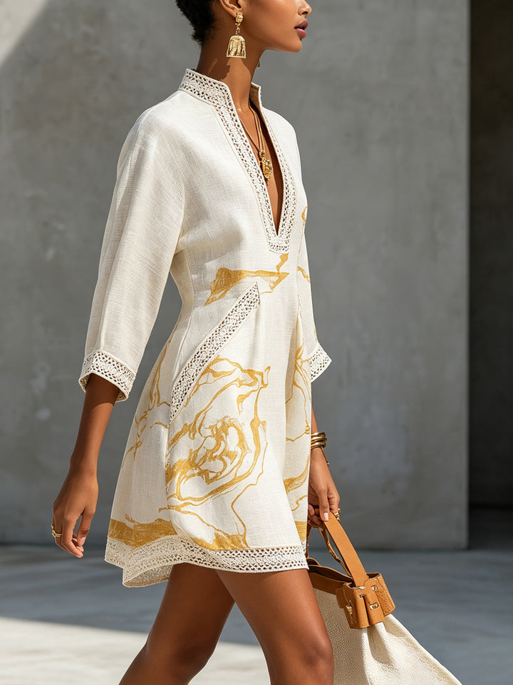 Sophie | Ivory Crochet Lace A-Line Mini Dress