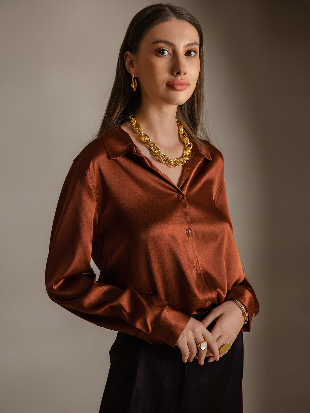 Catherine | Pure Silk Lapel Blouse