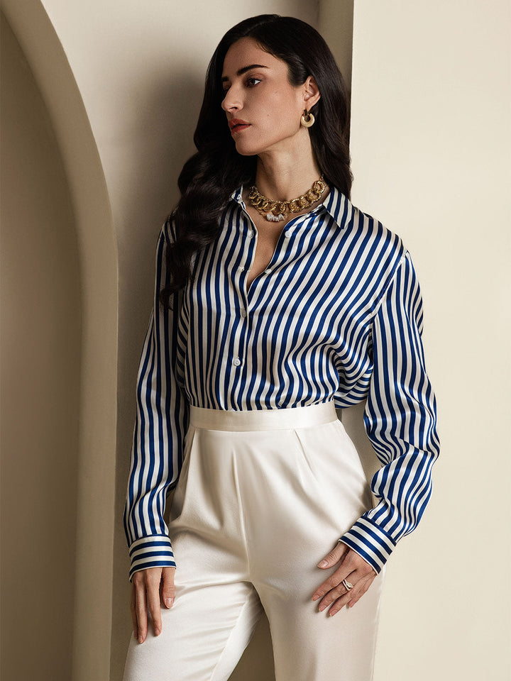 Catherine | Pure Silk Lapel Blouse