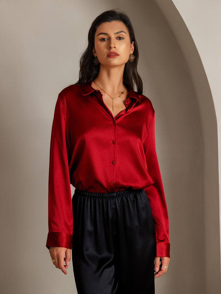 Catherine | Pure Silk Lapel Blouse
