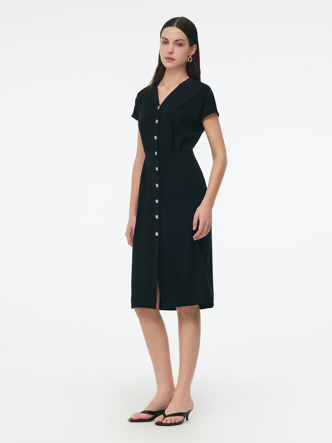 Margaret | Silky Gathered Waist Midi Dress