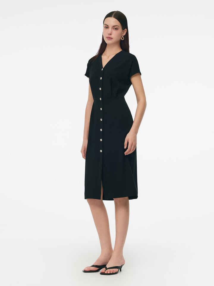 Margaret | Silky Gathered Waist Midi Dress