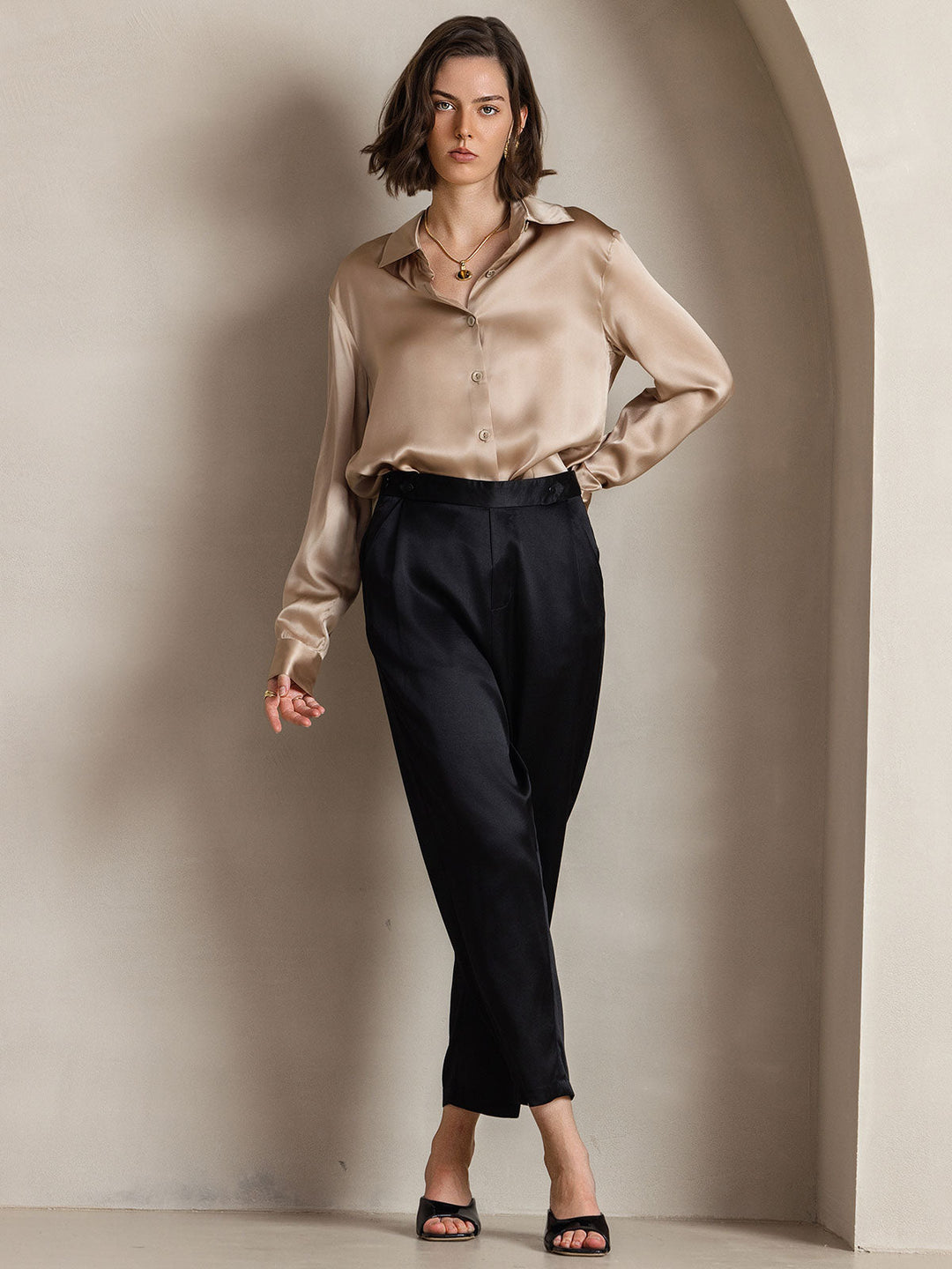 Catherine | Pure Silk Lapel Blouse