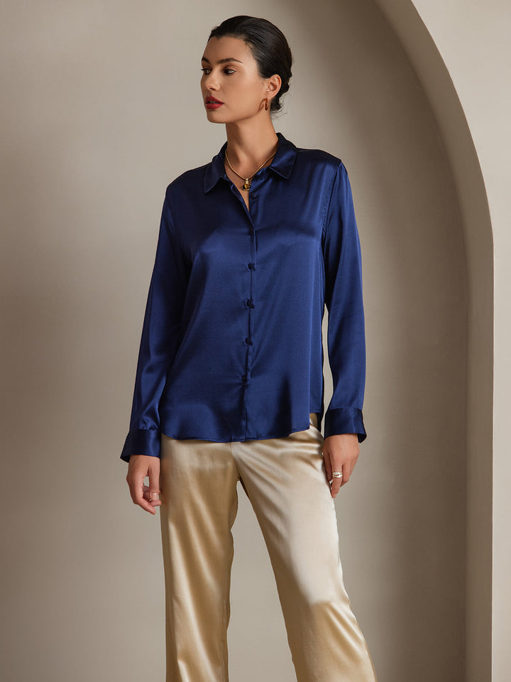 Catherine | Pure Silk Lapel Blouse