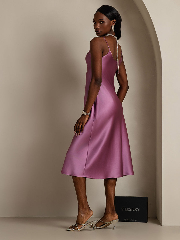 Rachel | Spaghetti Strap Silk Midi Dress