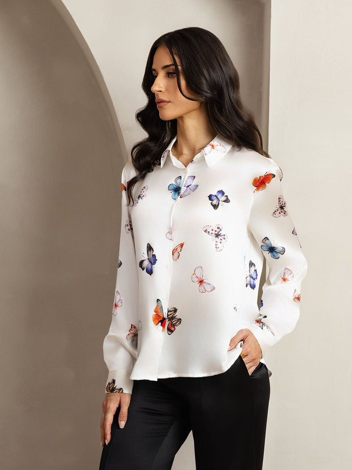 Catherine | Pure Silk Lapel Blouse