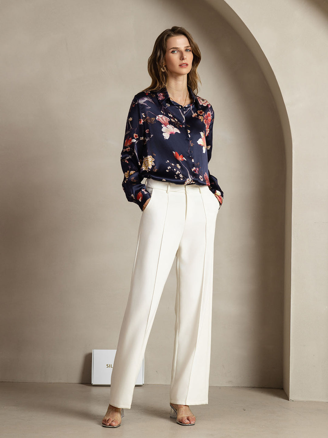 Catherine | Pure Silk Lapel Blouse