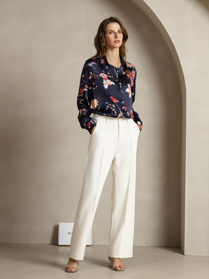 Catherine | Pure Silk Lapel Blouse