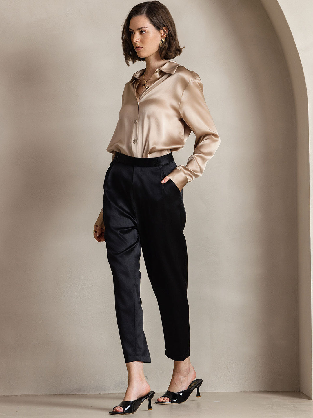 Catherine | Pure Silk Lapel Blouse