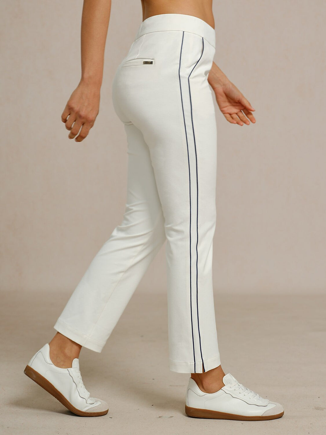 Stephanie | Stretch Trimmed Ankle Pants